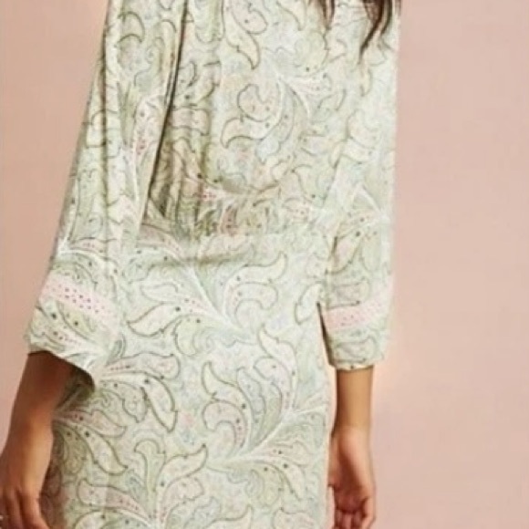 Anthropologie Florets Paisley Sleep Robe Eyelet Lace Romantic Pastel Size Small - Picture 15 of 16